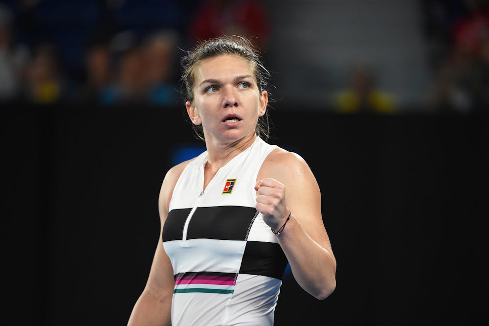 Simona Halep fist pumping at the Australian Open 2019
