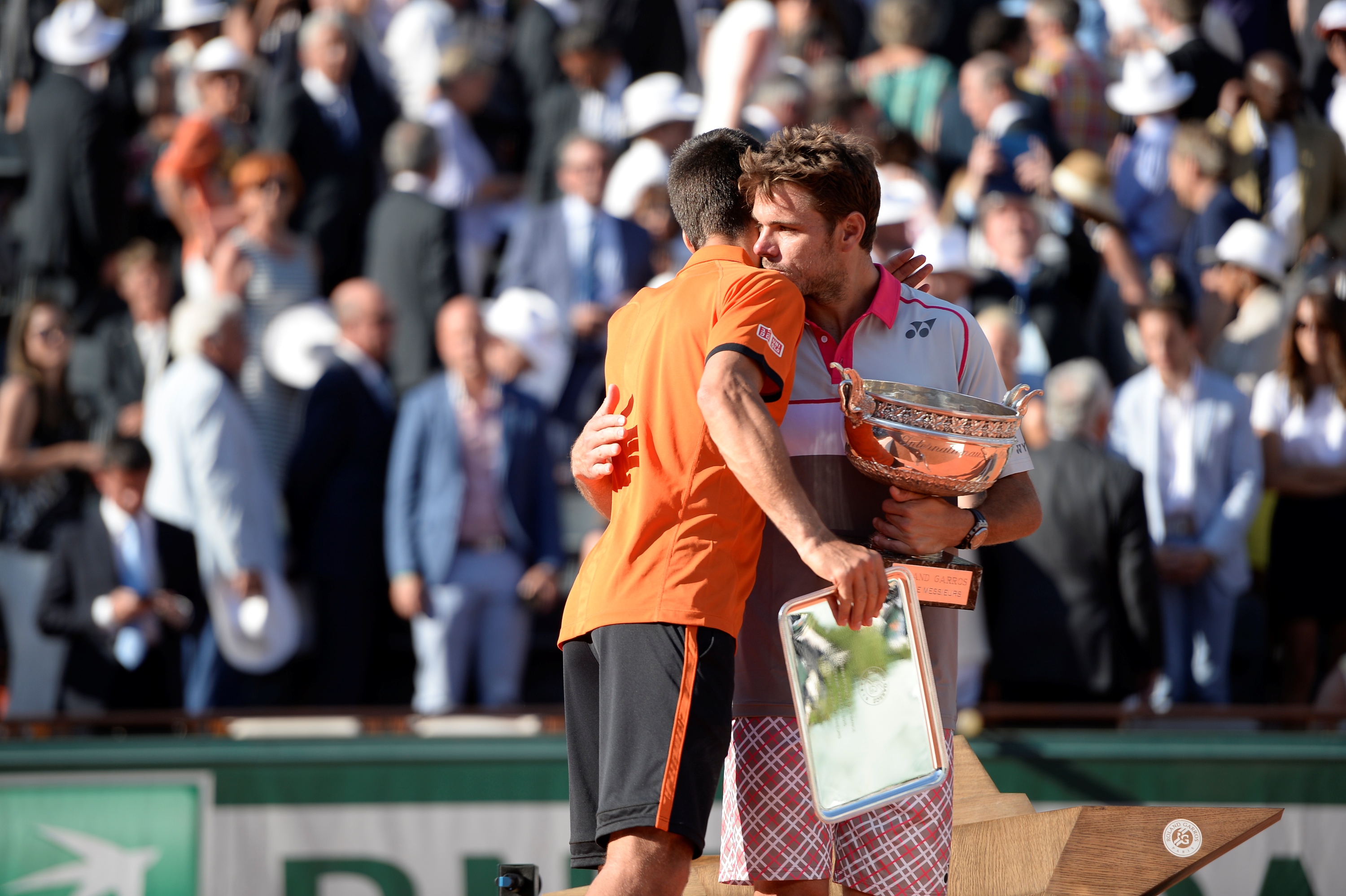 Novak Djokovic & Stan Wawrinka / Photocall trophées - Roland-Garros 2015