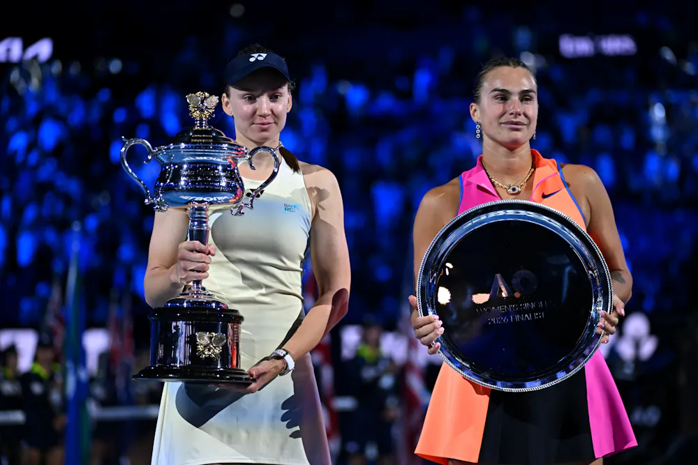 Aryna Sabalenka & Elena Rybakina / Photocall trophées - Open d'Australie 2026