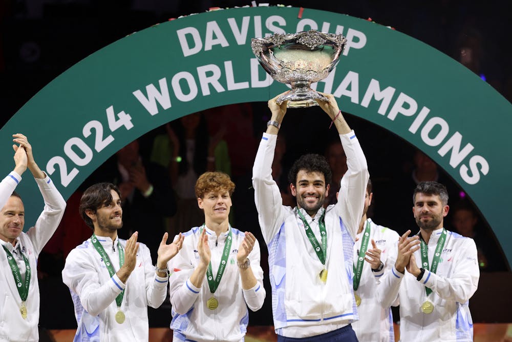 Filippo Volandri, Lorenzo Musetti, Jannik Sinner, Matteo Berrettini & Simone Bolelli / Italie Coupe Davis 2024