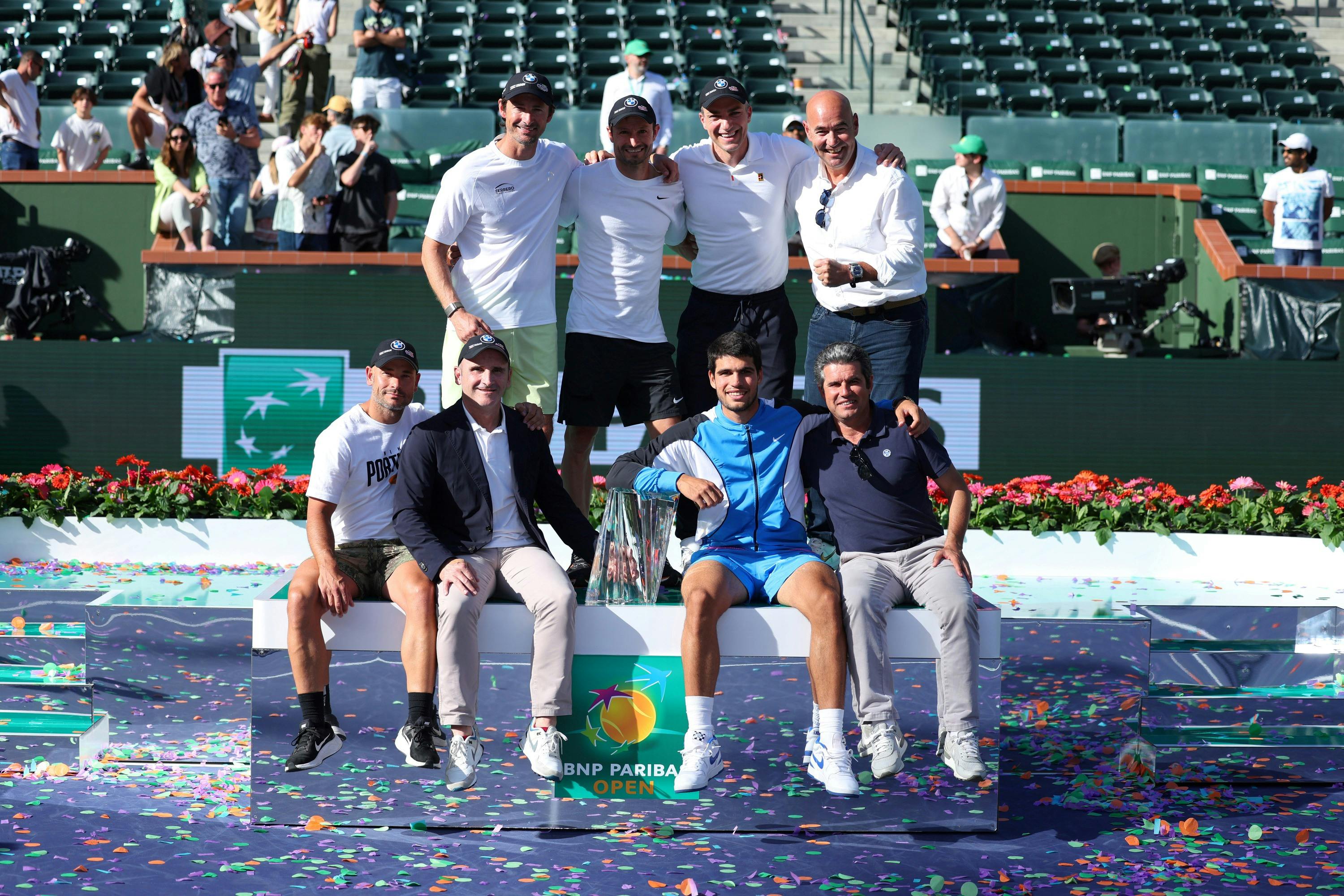 Carlos Alcaraz & son équipe / Remise de prix Indian Wells 2024