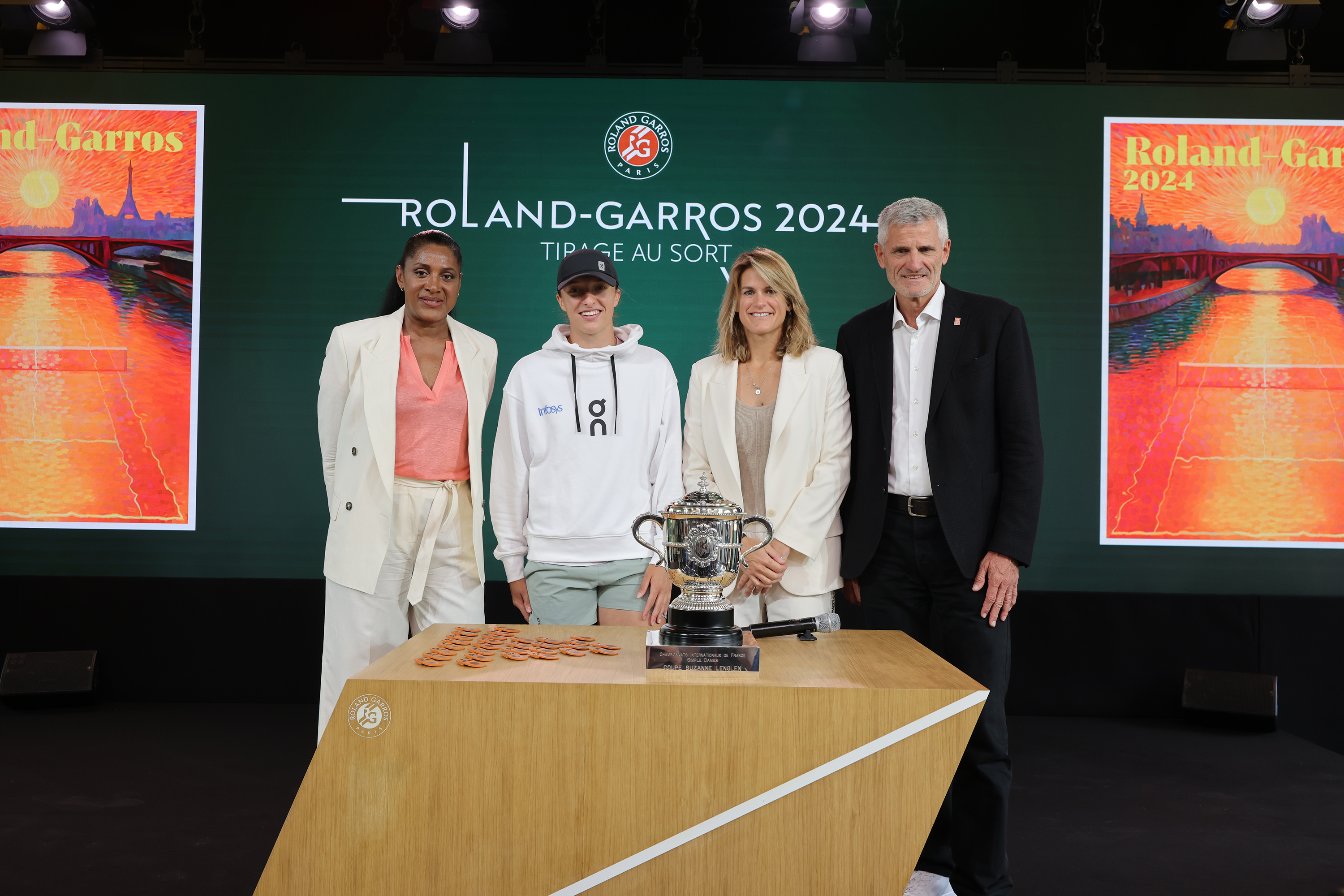 Marie-José Pérec, Iga Swiatek, Amélie Mauresmo et Gilles Moretton / Tirage au sort 2024