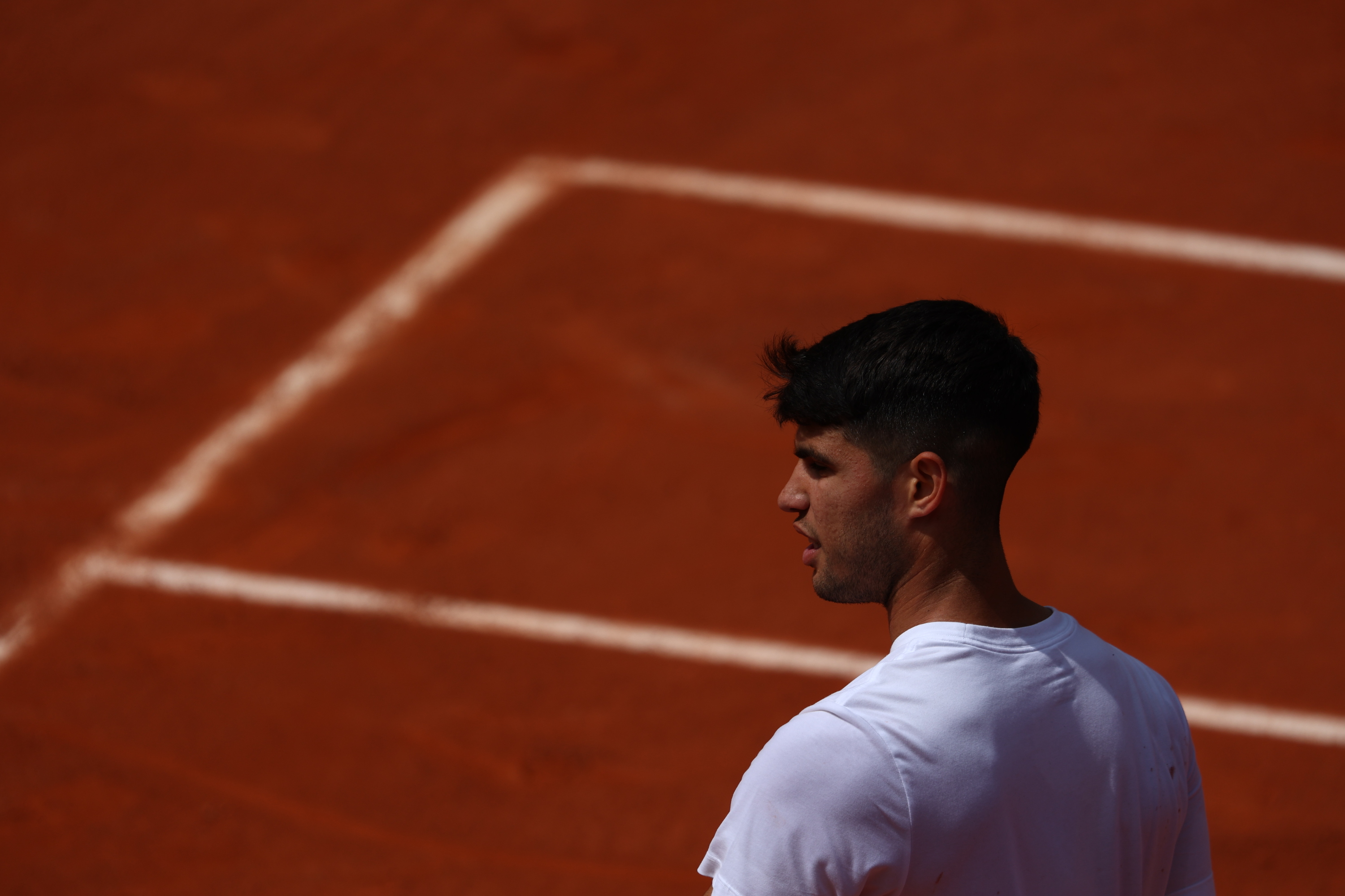 Carlos Alcaraz, practice, Roland-Garros 2024