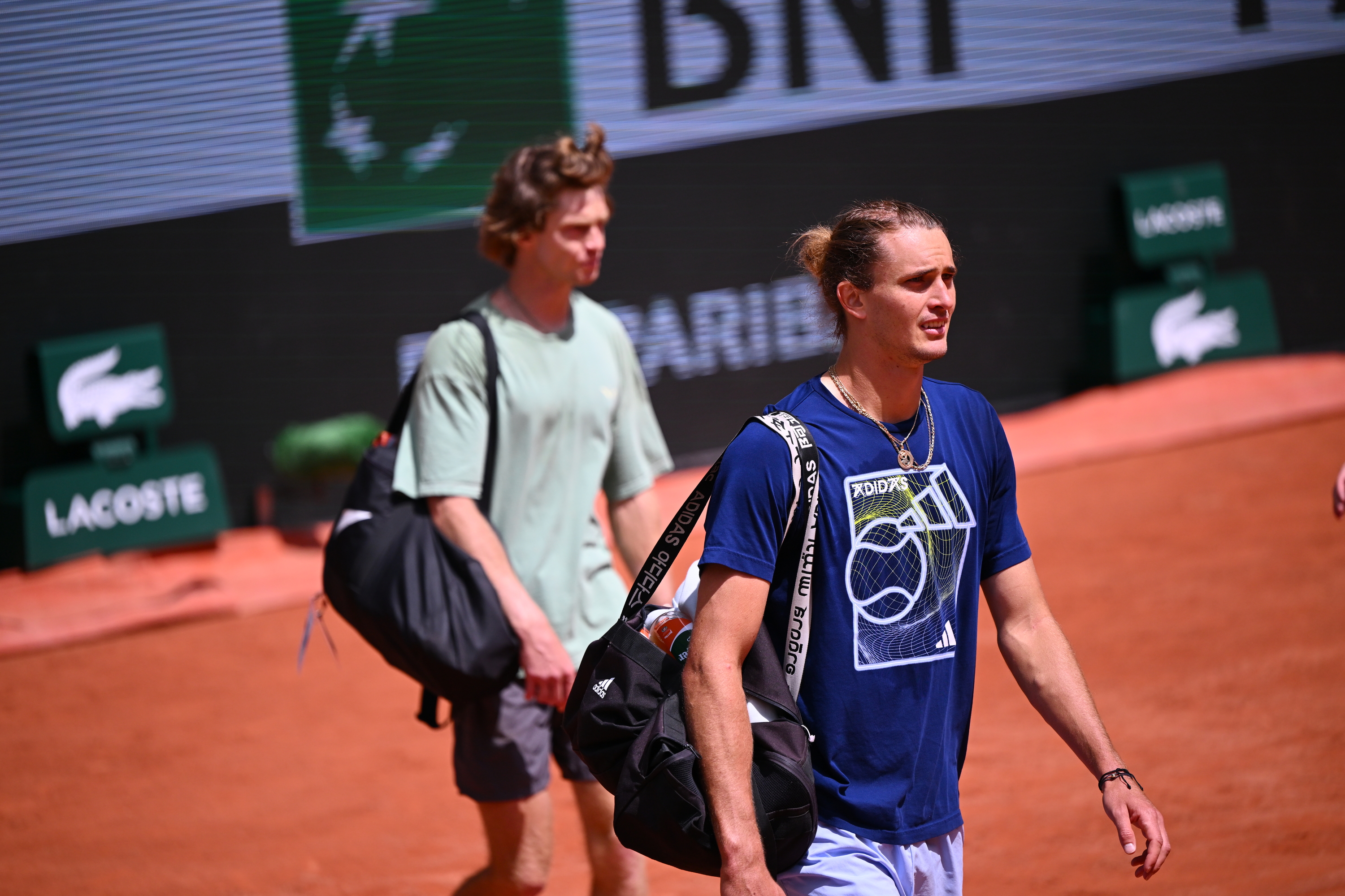 Andrey Rublev Alexander Zverev, practice, Roland-Garros 2024
