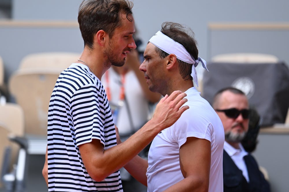 Rafael Nadal, Daniil Medvedev, practice, Roland-Garros 2024