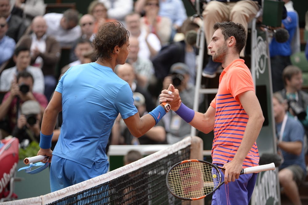 Rafael Nadal, Quentin Halys, 1er tour, Roland-Garros 2015 Rafael Nadal, Quentin Halys, 1er tour, Roland-Garros 2015