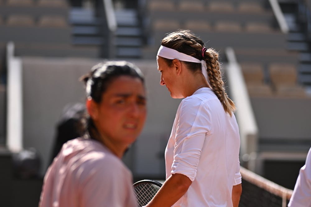 Victoria Azarenka, Ons Jabeur, practice, Roland-Garros 2024