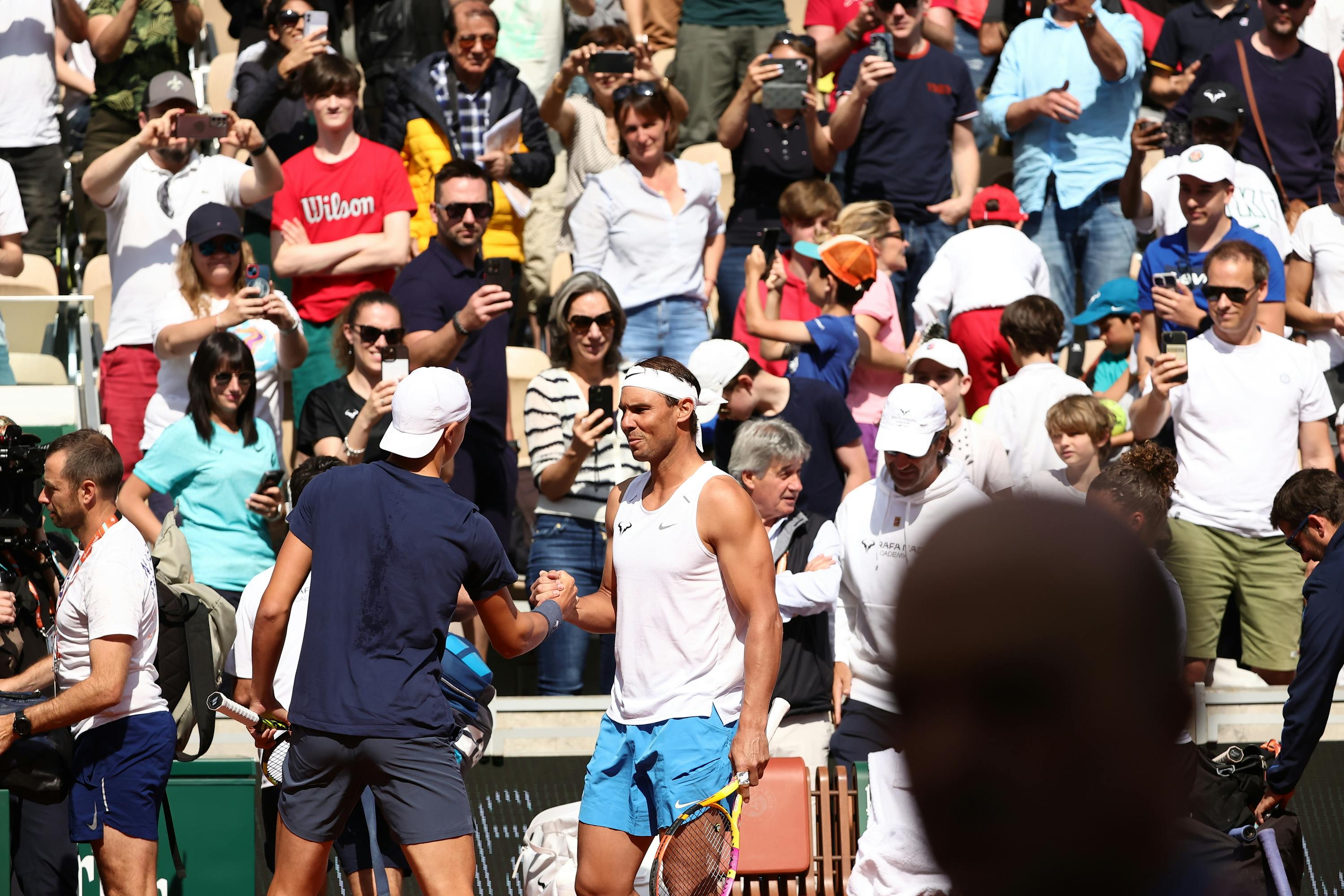 Holger Rune, Rafael Nadal, practice Roland-Garros 2024