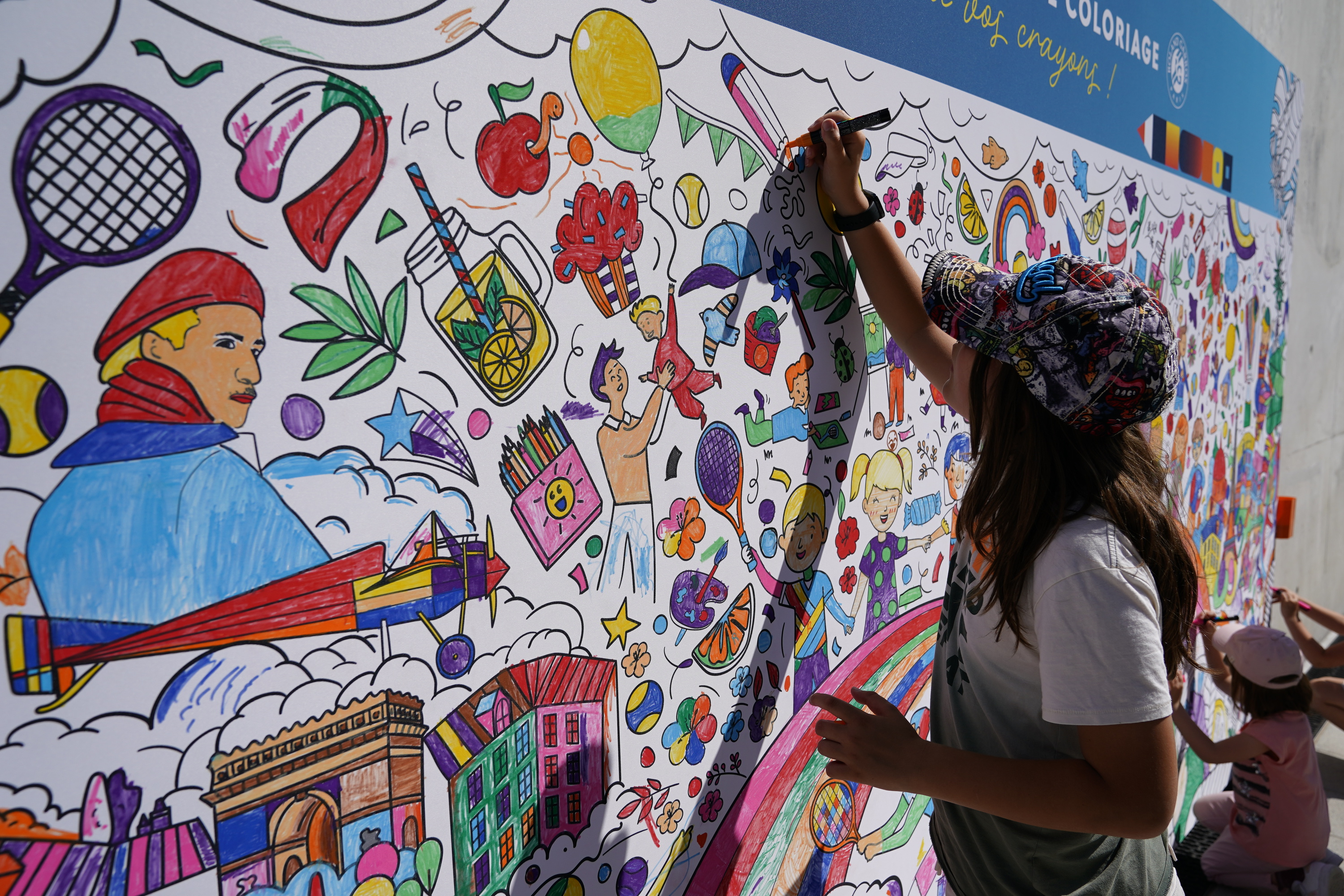 Journée Yannick Noah, fresque à colorier, Roland-Garros 2024