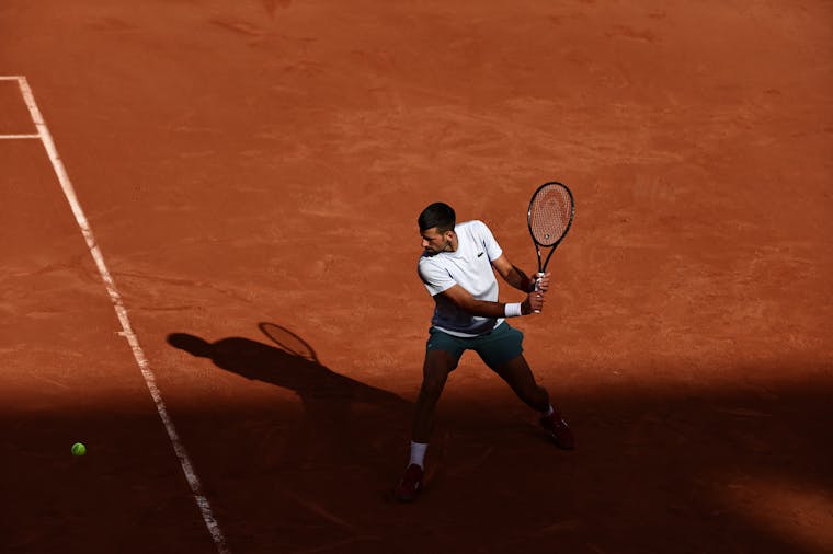 Novak Djokovic, à l'entraînement, Roland-Garros 2024