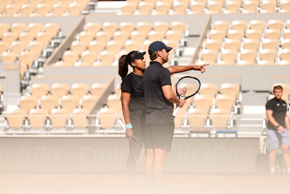 Naomi Osaka, Wim Fissette, Roland Garros 2024, practice