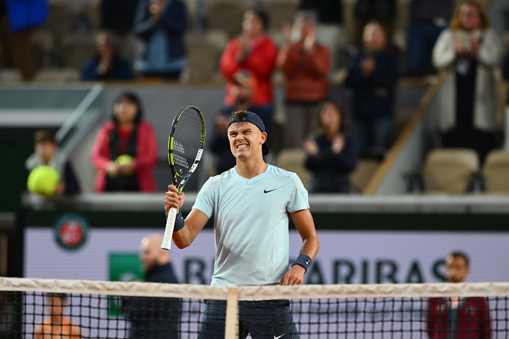 Holger Rune après sa victoire face à Dan Evans.