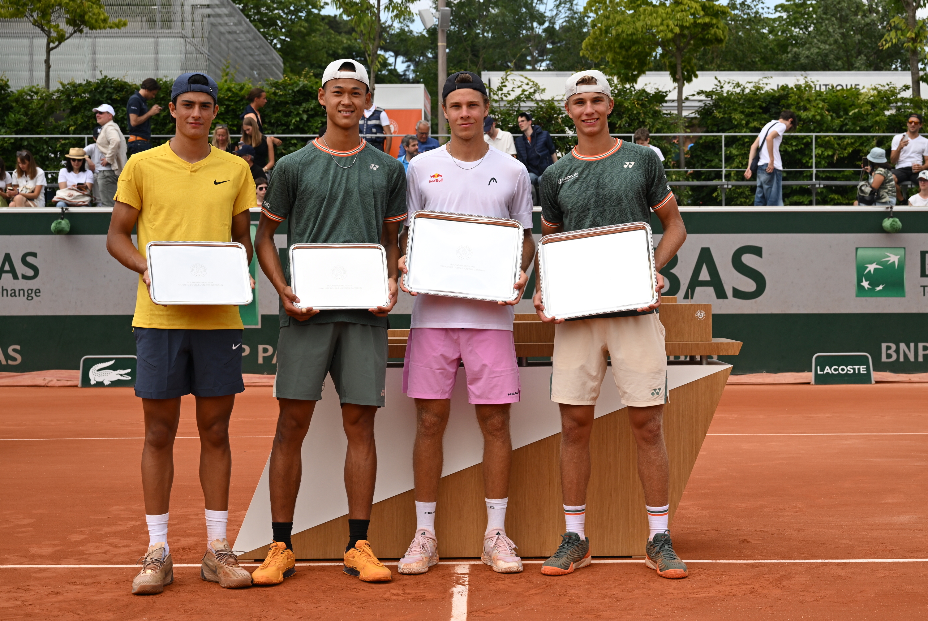Federico Cina, Rei Sakamoto, Joel Schwaerzler, Nicolai Budkov Kjaer, finale, double messieurs, trophée, Roland-Garros 2024