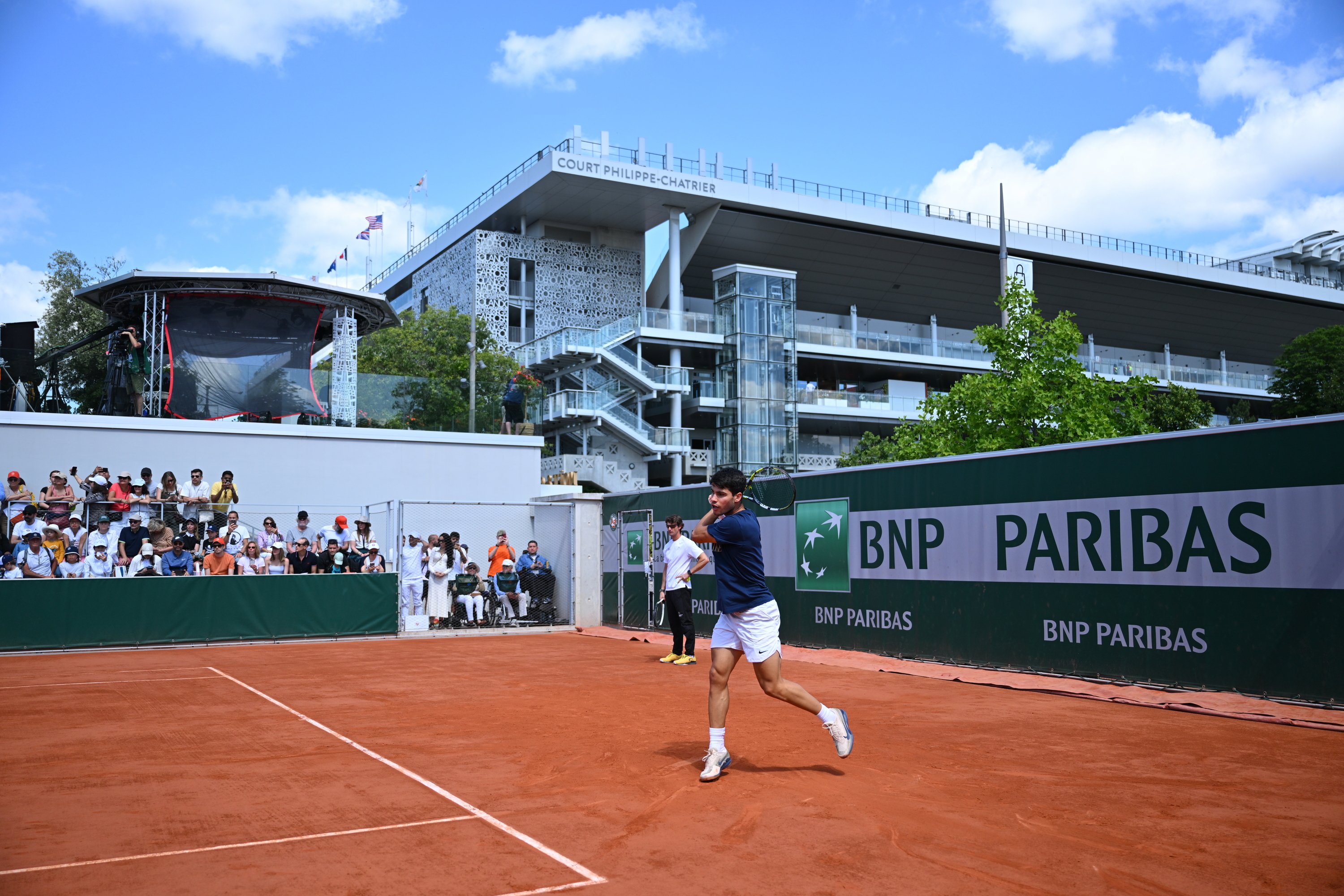 Carlos Alcaraz, practice, men's final, Roland-Garros 2024