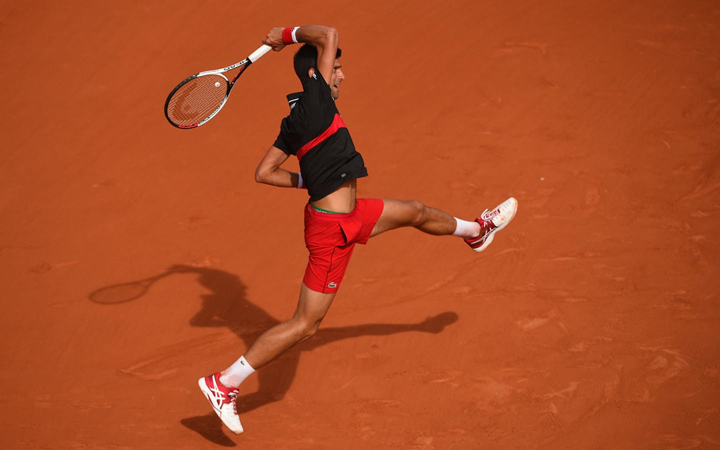 Novak Djokovic lors de son huitièmes de finale, Roland-Garros 2018