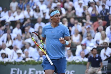 Rafael Nadal fist pumping Roland-Garros 2018