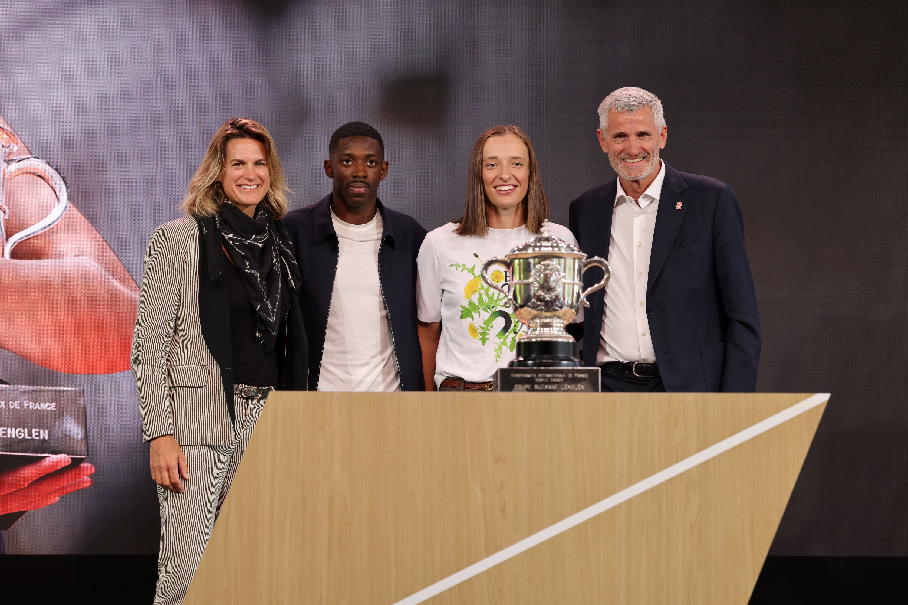 Amélie Mauresmo, Ousmane Dembélé, Iga Swiatek & Gilles Moretton / Tirage au sort Roland-Garros 2025