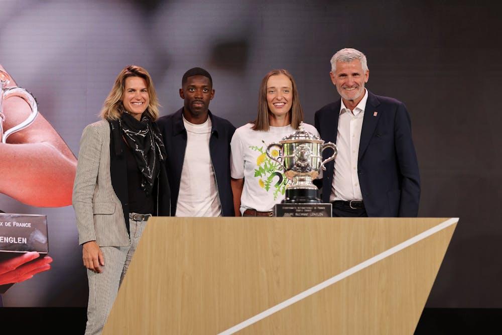 Amélie Mauresmo, Ousmane Dembélé, Iga Swiatek & Gilles Moretton / Tirage au sort Roland-Garros 2025