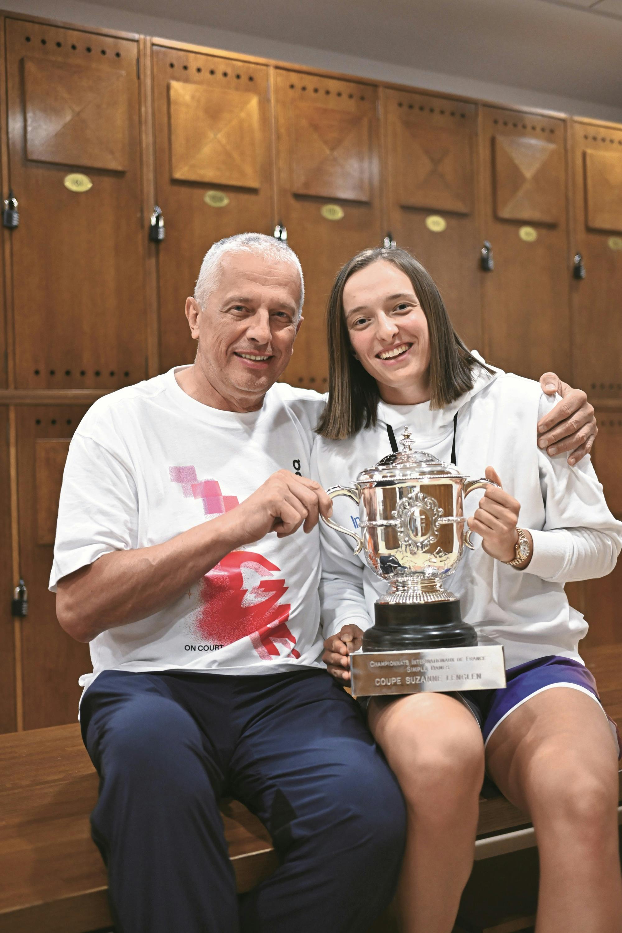Iga Swiatek, Tomasz Swiatek / Vestiaire trophée Roland-Garros 2024