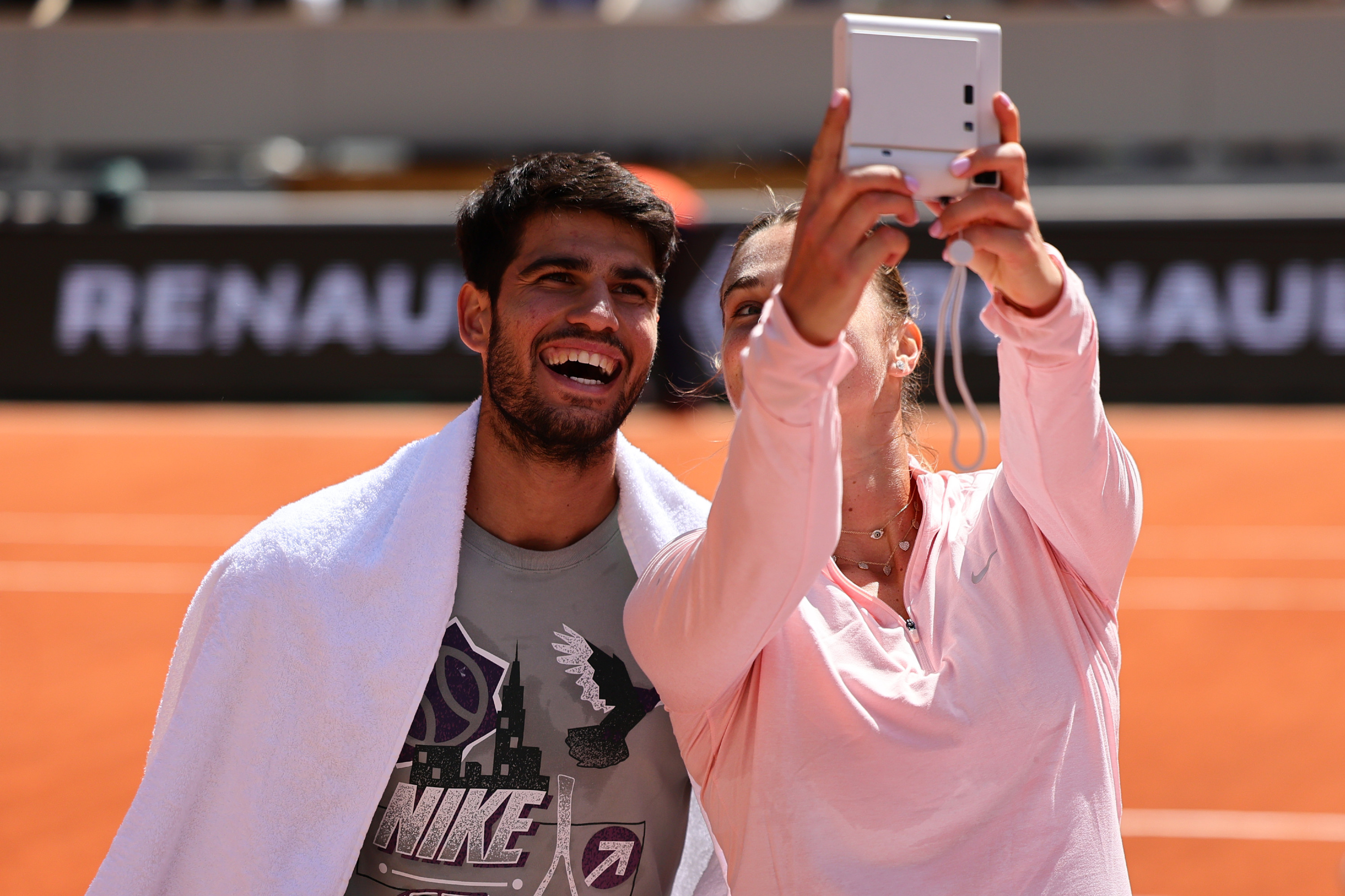 Carlos Alcaraz Aryna Sabalenka practice RG2025