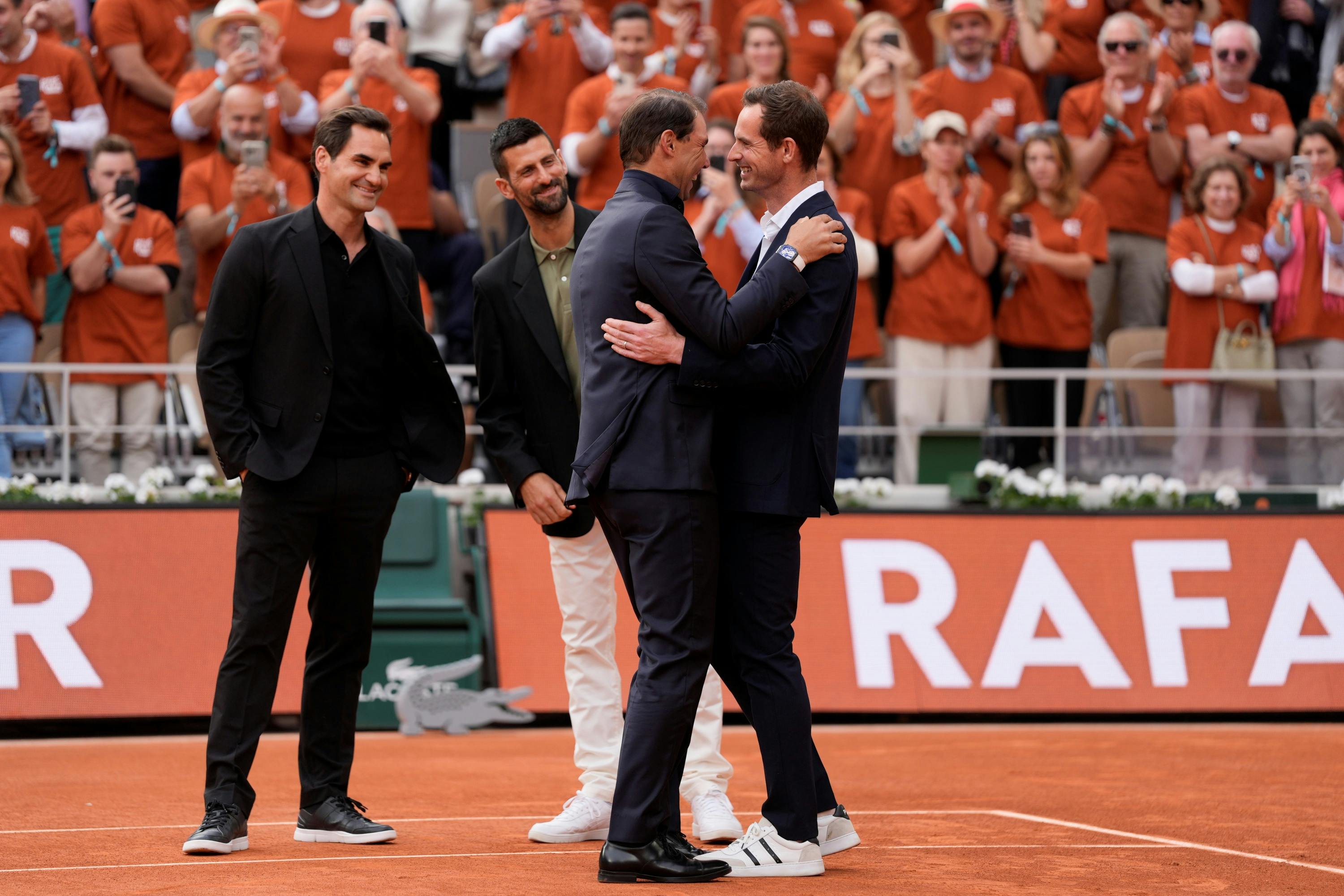 Roger Federer Novak Djokovic Rafael Nadal Andy Murray / Cérémonie d'hommage Rafael Nadal Roland-Garros 2025