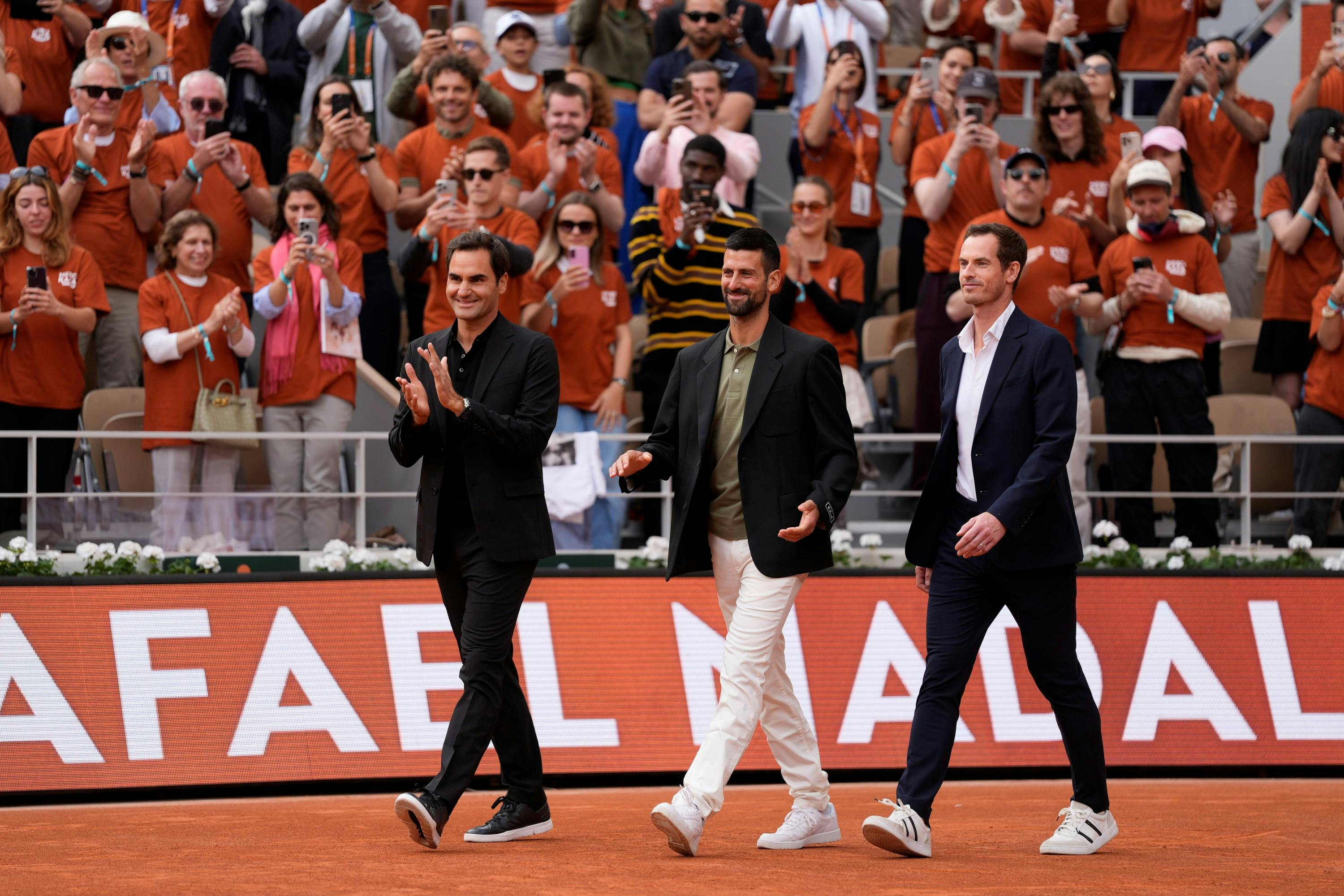 Roger Federer Novak Djokovic Andy Murray Cérémonie d'hommage Rafael Nadal / Roland-Garros 2025