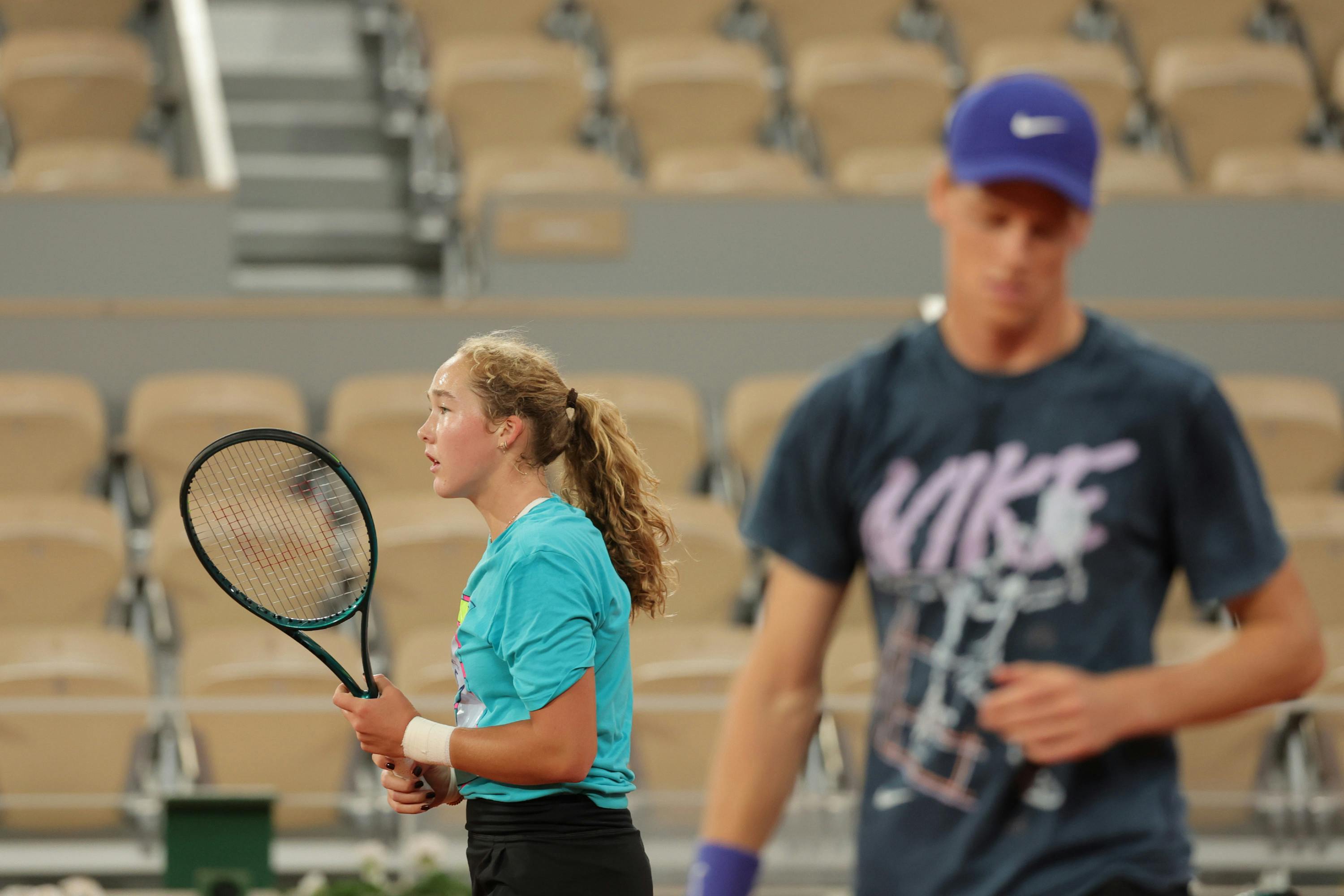 Mirra Andreeva, Jannik Sinner, practice QF