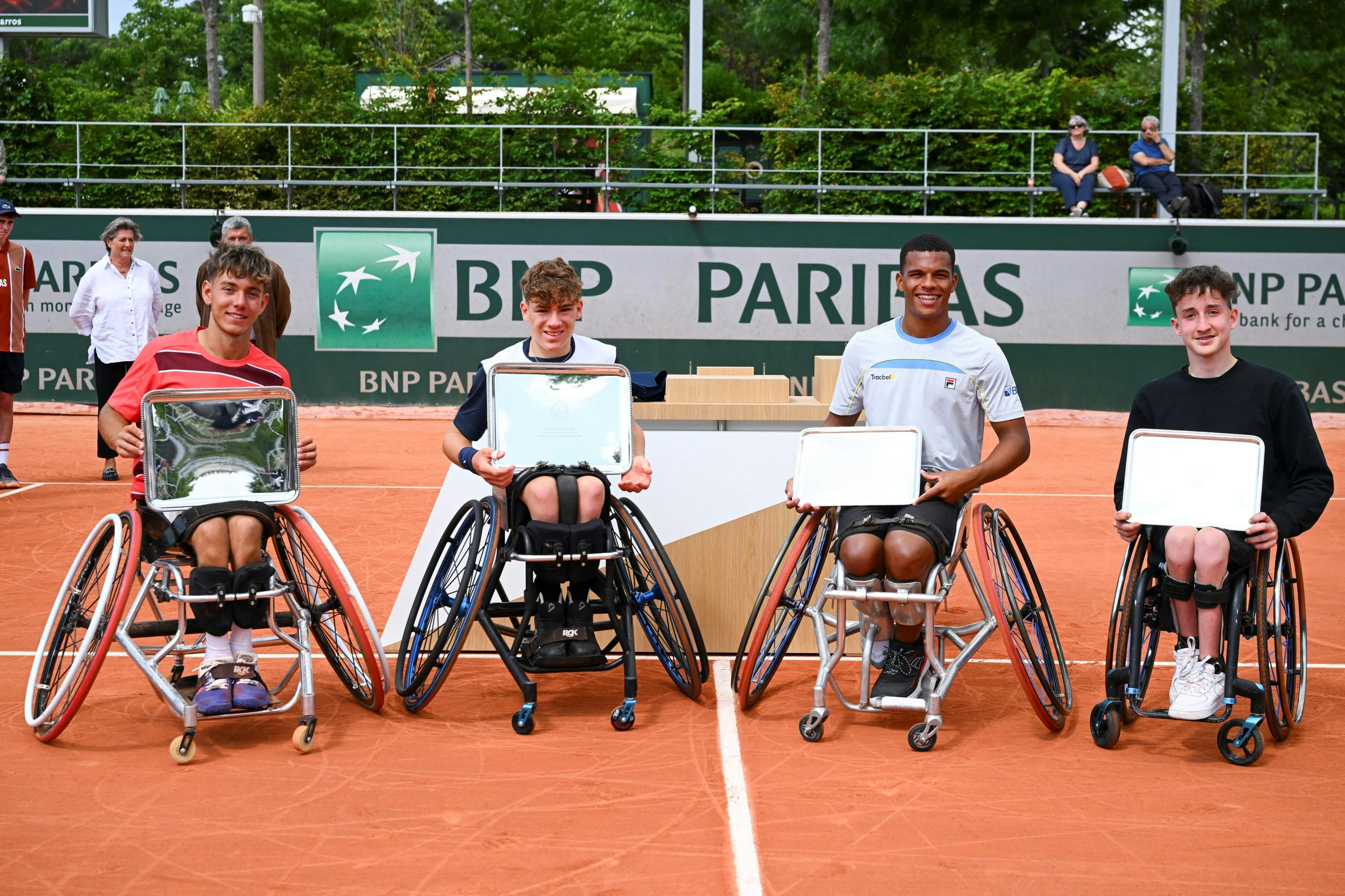 Charlie Cooper, Maximilian Taucher, Luiz Calixto, Alexander Lantermann / Tennis-fauteuil, double garçons, trophées, Roland-Garros 2025