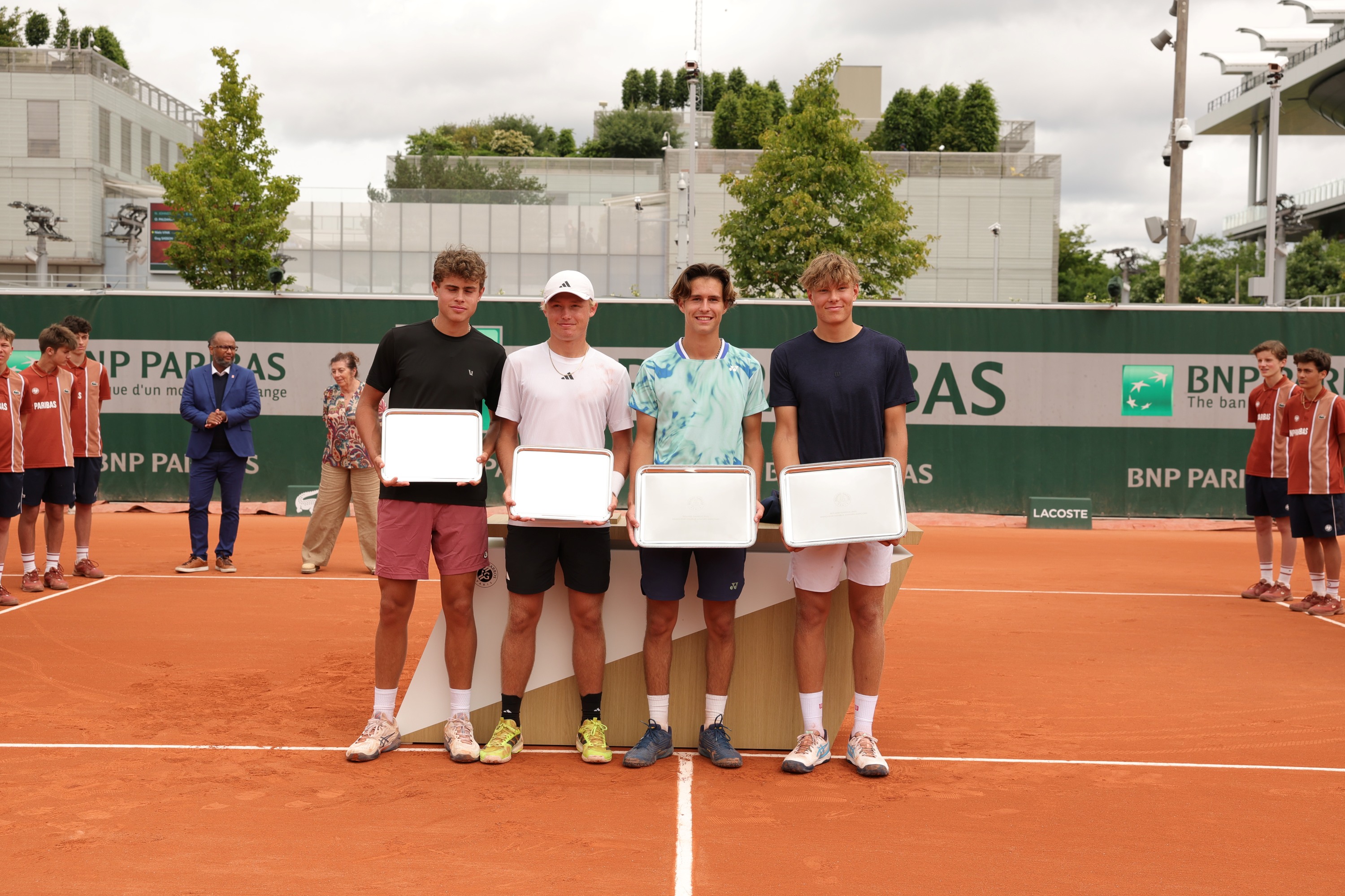 Benjamin Willwerth, Noah Johnston, Alan Wazny, Oskari Paldanius / Double garçons, finale, trophées, Roland-Garros 2025