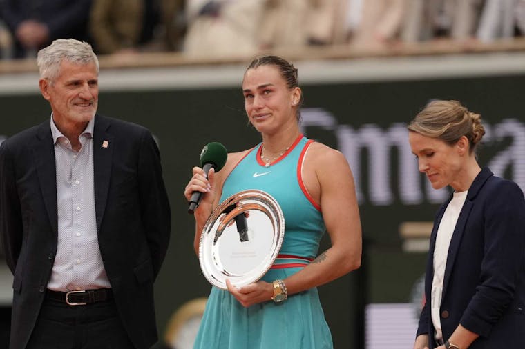 Aryna Sabalenka / Finale, trophées, discours, Roland-Garros 2025