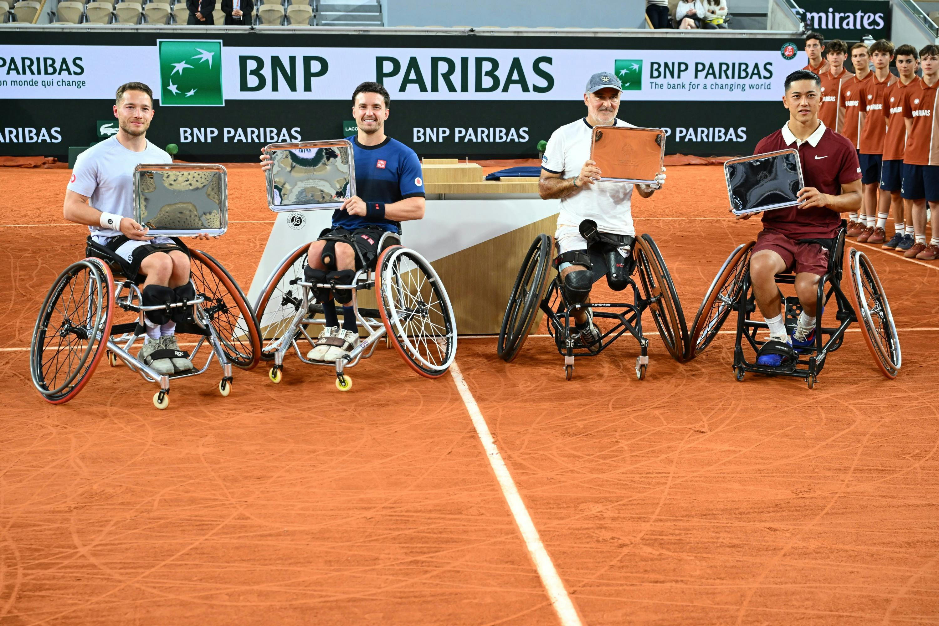 Alfie Hewett, Gordon Reid, Stéphane Houdet, Tokito Oda / Finale, trophées, Roland-Garros 2025