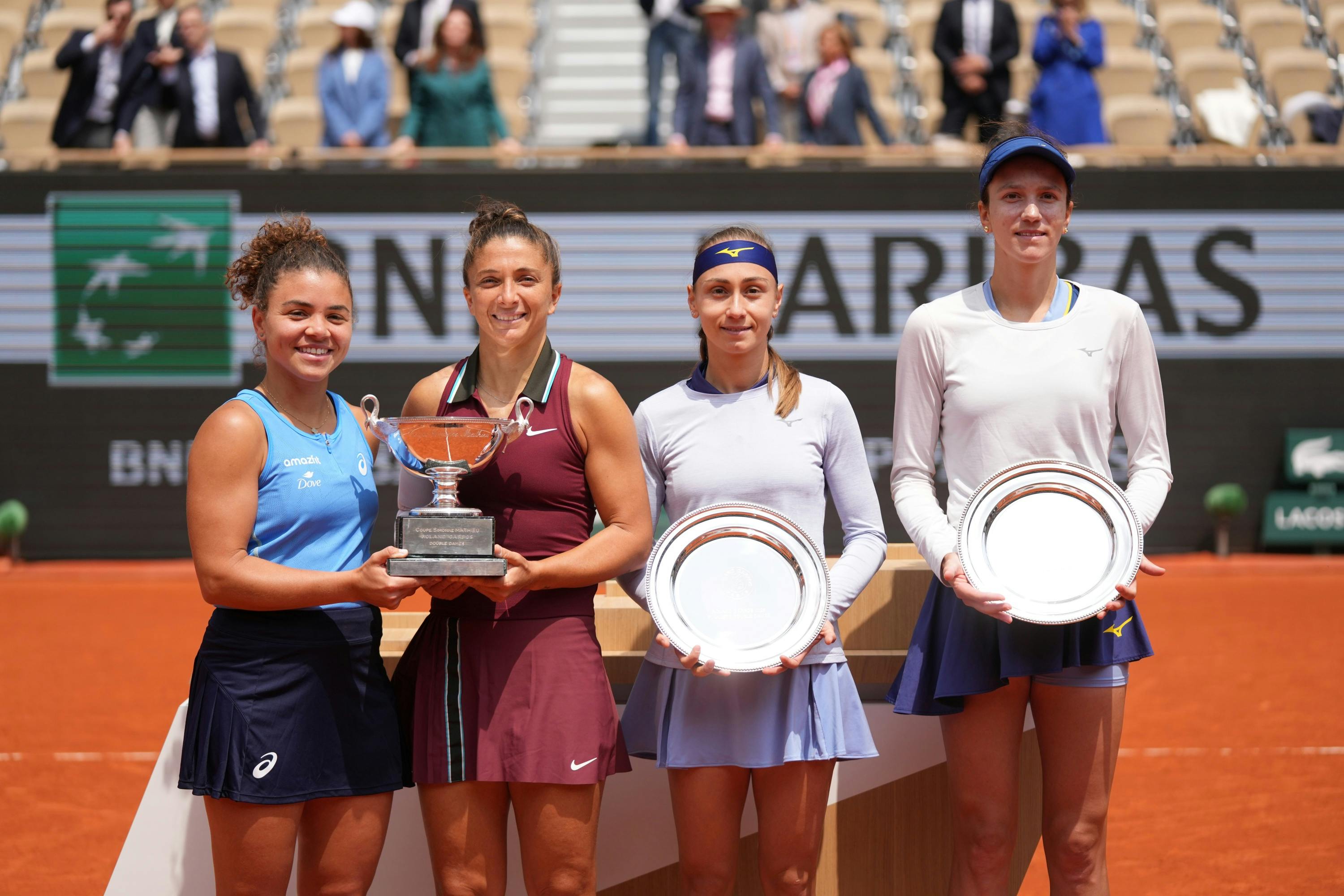 Jasmine Paolini, Sara Errani, Aleksandra Krunic, Anna Danilina / Finale, double dames, trophées, Roland-Garros 2025