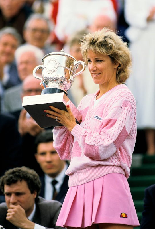 Chris Evert / Photocall trophée Roland-Garros 1986