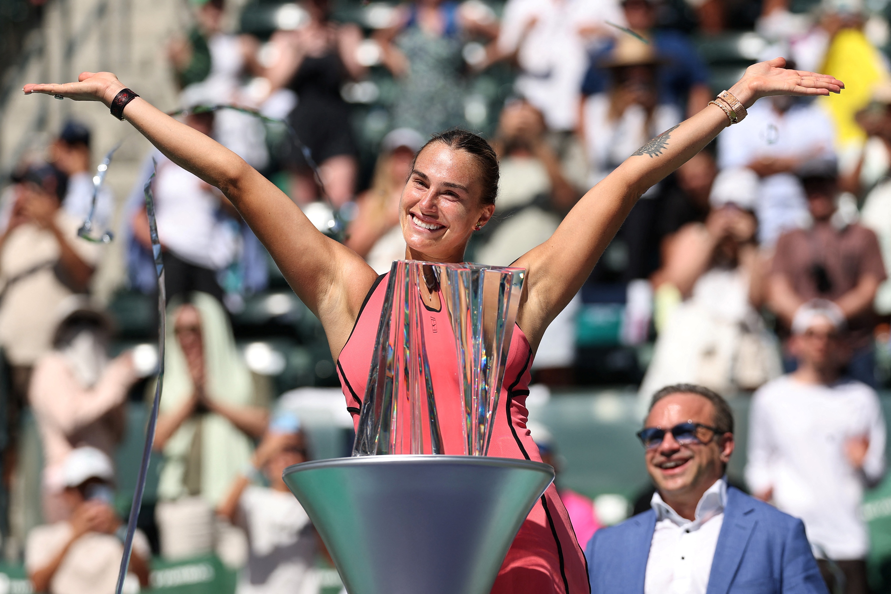 Aryna Sabalenka / Photocall trophée Indian Wells 2026