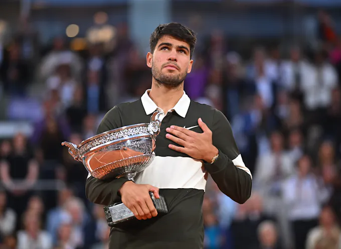 Carlos Alcaraz, Roland-Garros 2025, Simple Messieurs, Remise de Prix Carlos Alcaraz, Roland-Garros 2025, Simple Messieurs, Remise de Prix