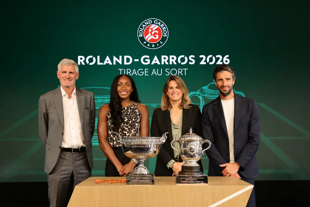 Gilles Moretton, Coco Gauff, Amélie Mauresmo & Tony Estanguet / Tirage au sort - Roland-Garros 2026