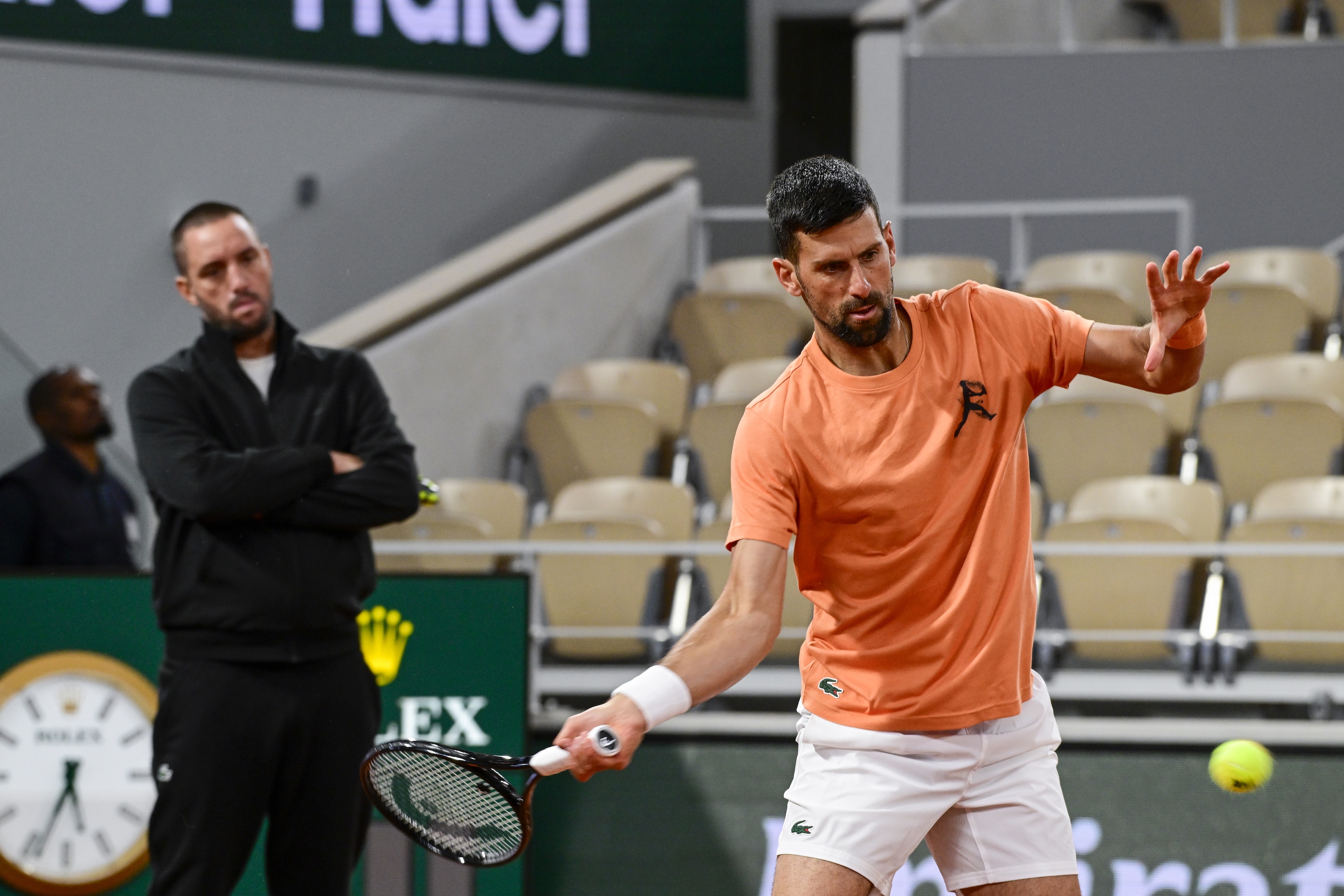 Novak Djokovic trains ahead of Roland-Garros 2026