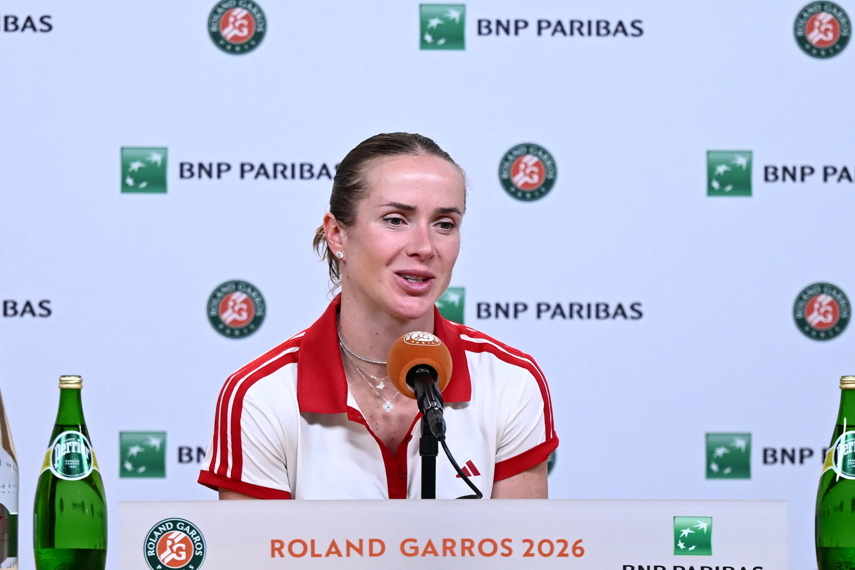 Elina Svitolina speaks to media during Roland-Garros