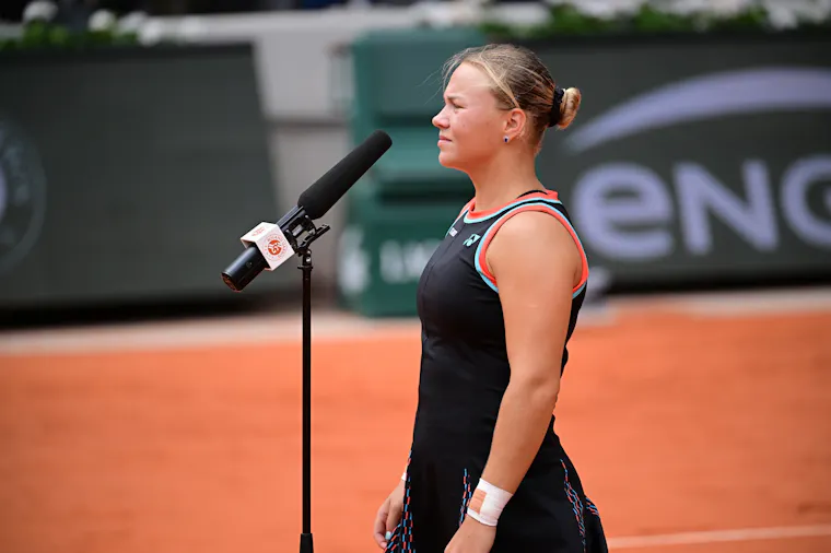 Diana Shnaider at the 2026 French Open after her quarterfinal victory