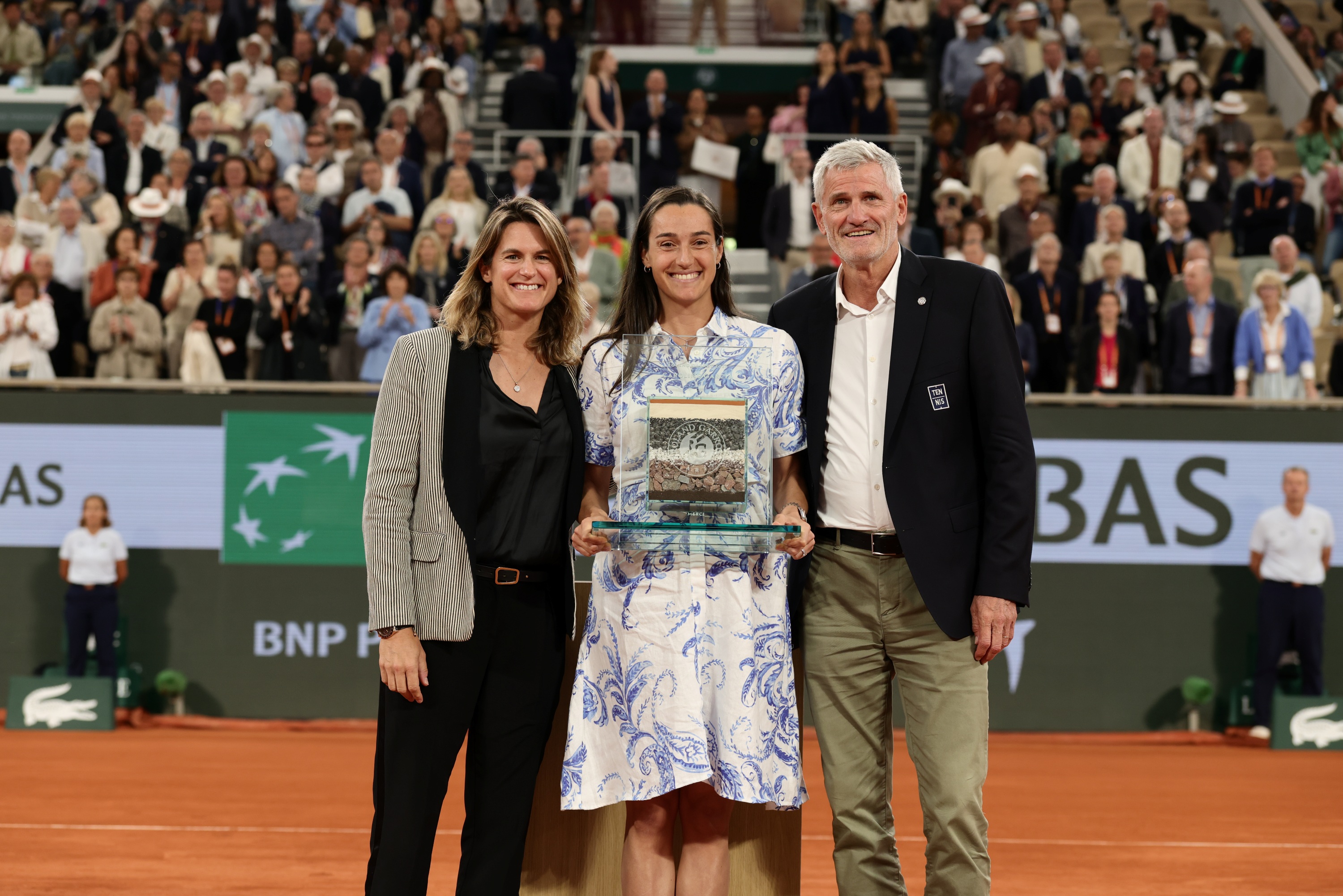 Amélie Mauresmo, Caroline Garcia & Gilles Moretton / Cérémonie - Roland-Garros 2026 