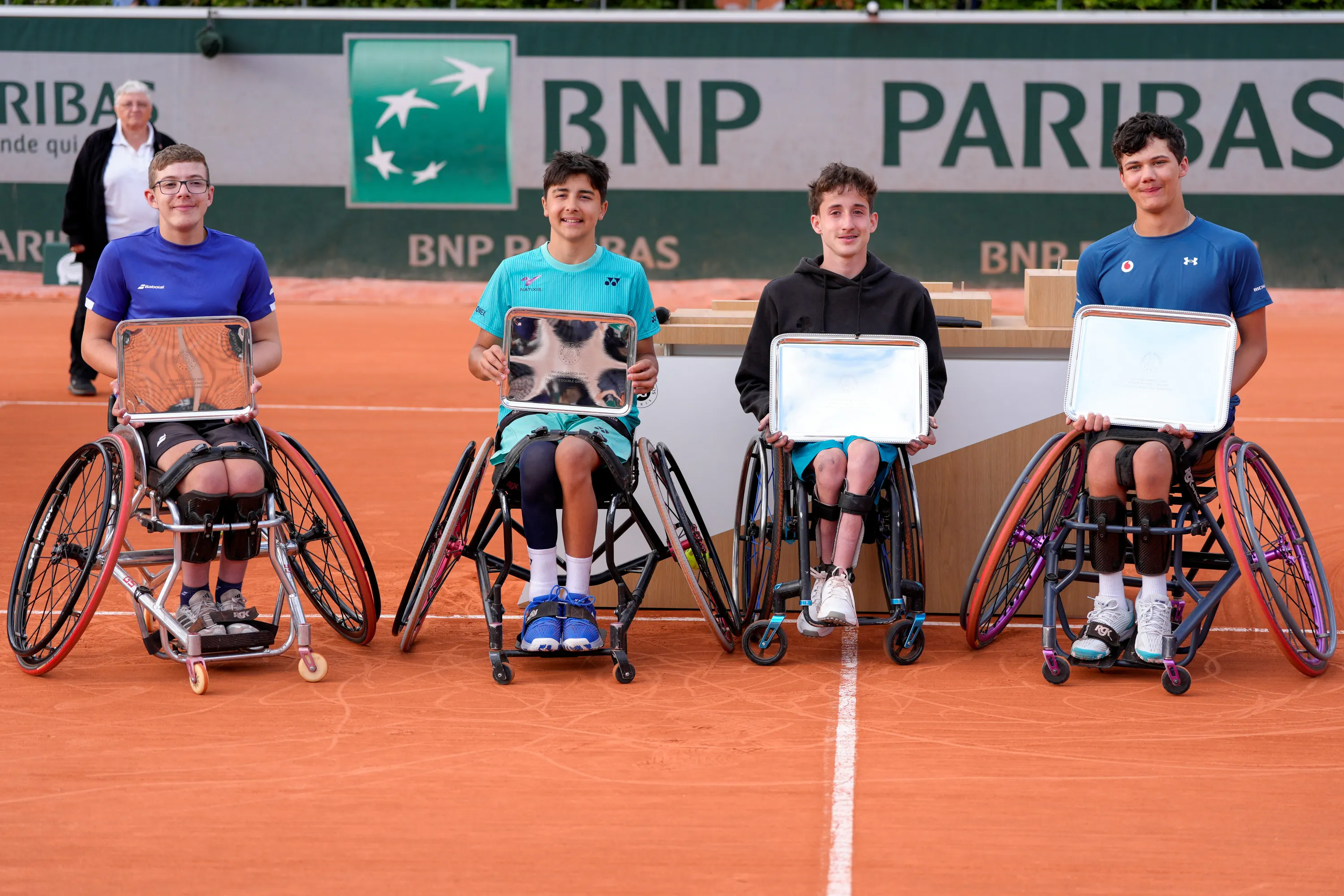 Will Barton, Lucas John De Gouveia, Alexander Lantermann & Matthew Knoesen / Tennis-fauteuil - double garçons - finale - trophées - Roland-Garros 2026  