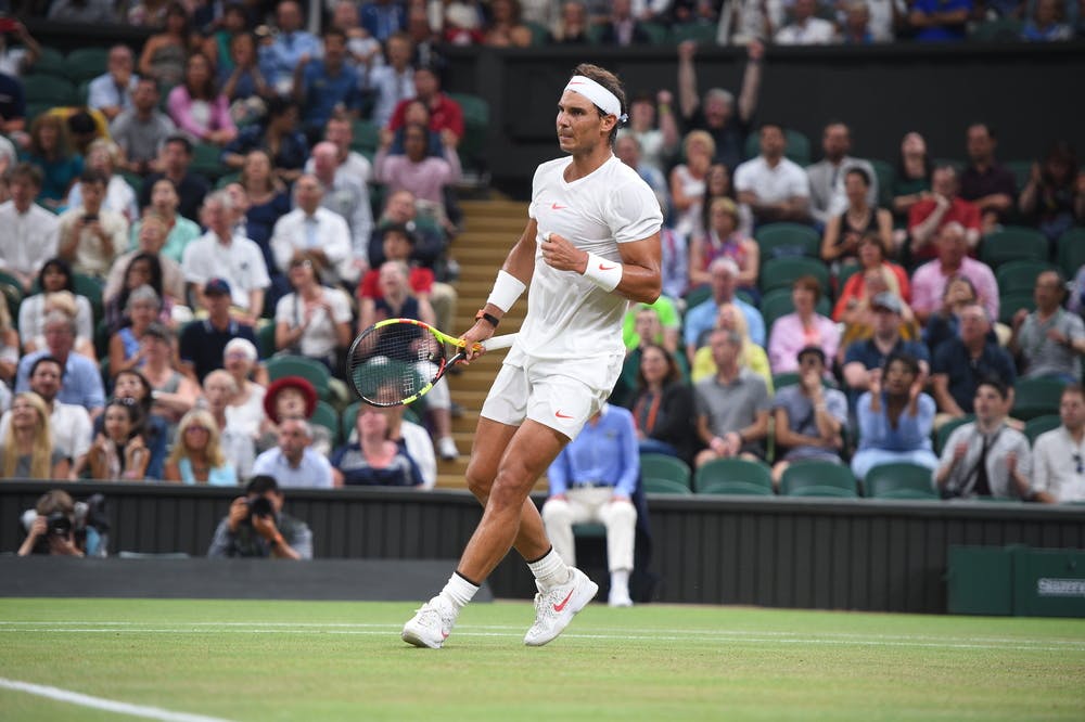 Rafael Nadal fist pumping at Wimbledon 2018