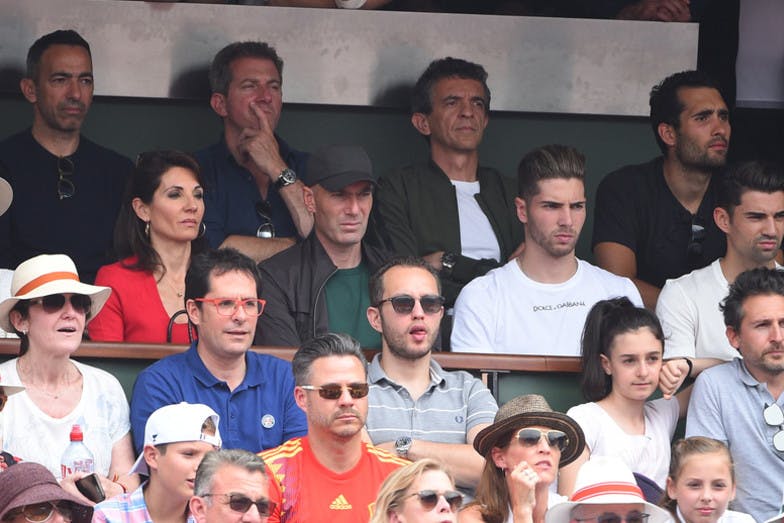 Zinédine Zidane and family at Roland-Garros 2018, MArtin Fourcade, Youri Djorkaeff