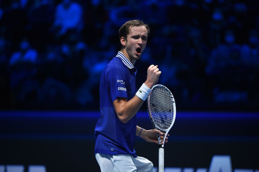 Daniil Medvedev screaming during the 2021 ATP finals