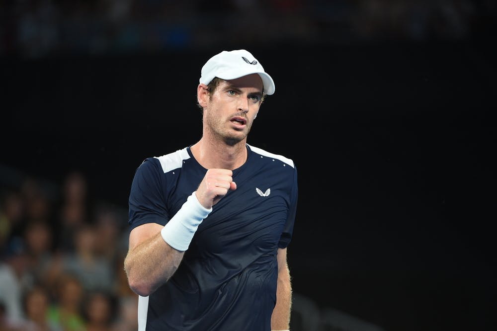 Andy Murray fist pumping after a victory.