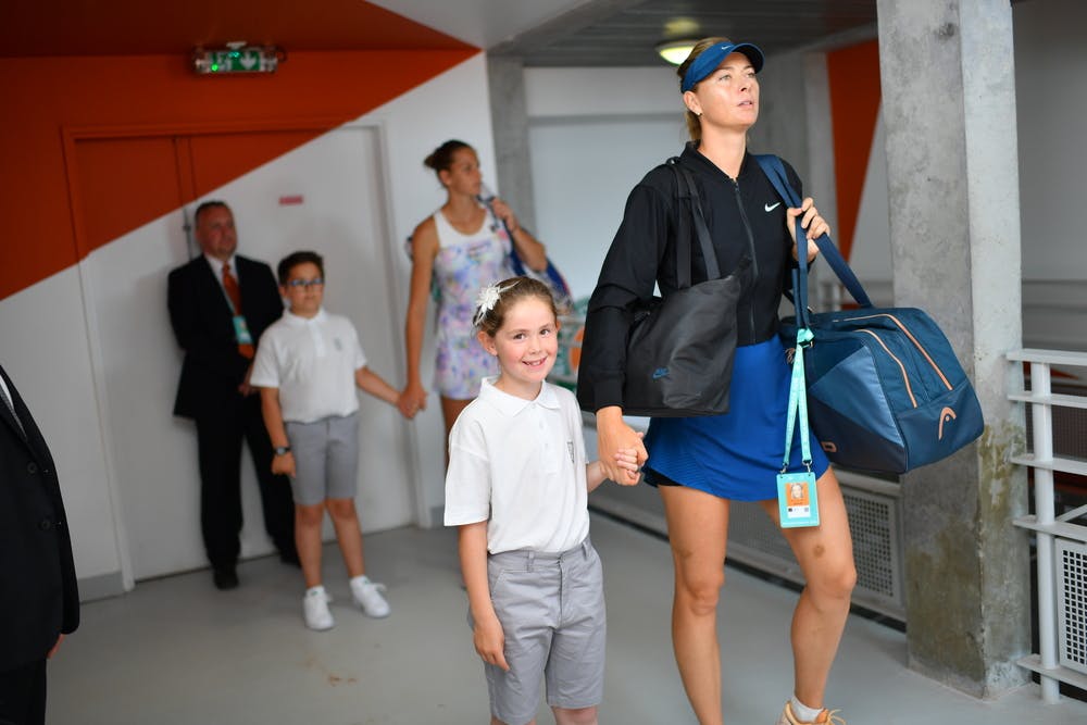 Maria Sharapova in the corridor before entering the Philippe-Cahtrier court at Roland-Garros
