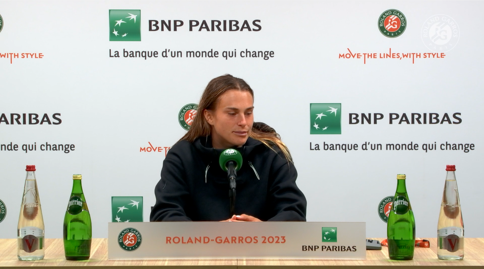 Aryna Sabalenka, press R1, Roland-Garros 2023