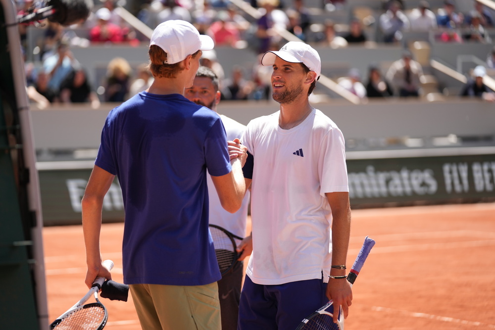 Jannik Sinner, Dominic Thiem, entraînement, Roland-Garros 2023 