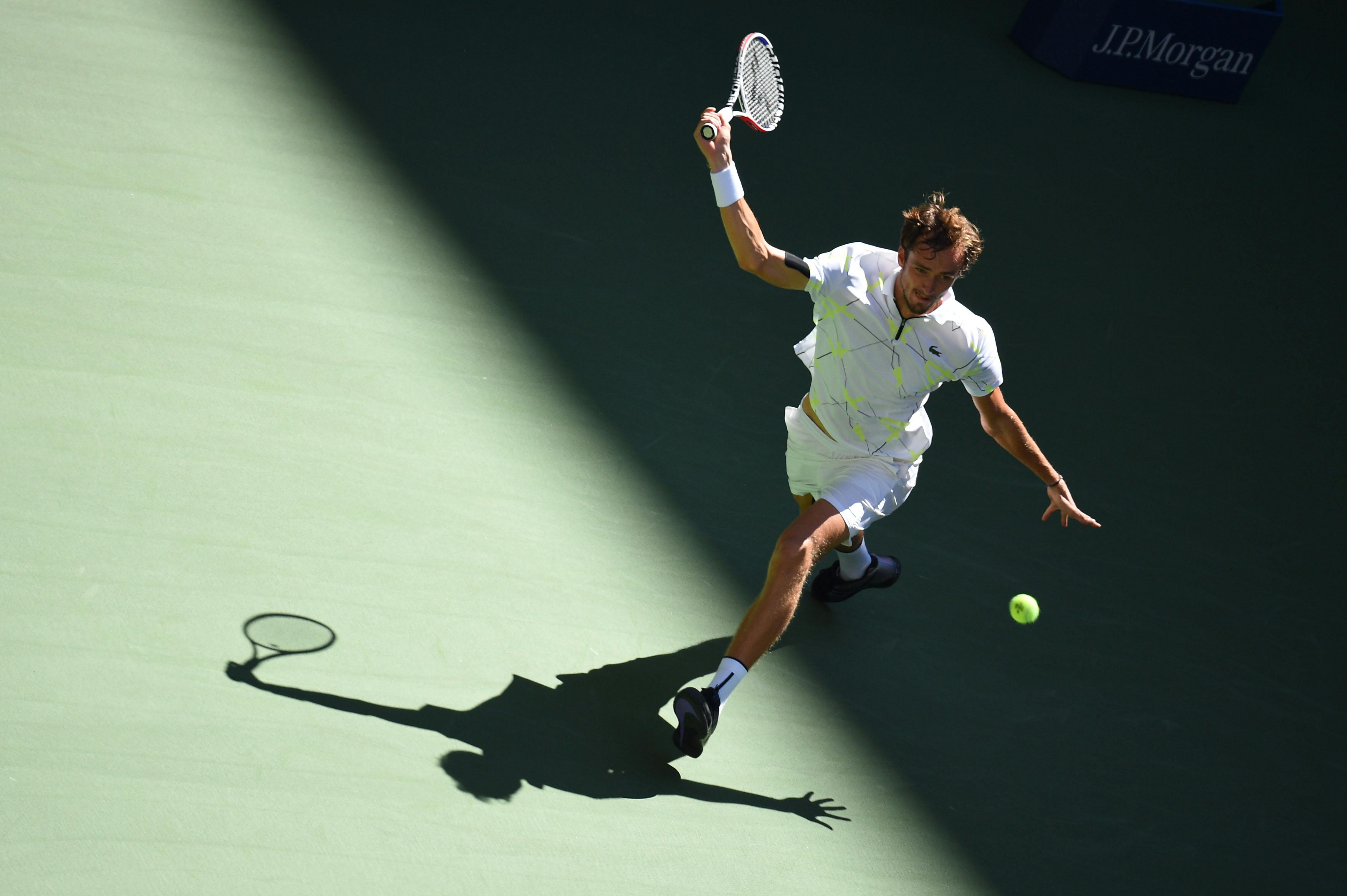Daniil Medvedev in the light ans shadow at the 2019 US Open