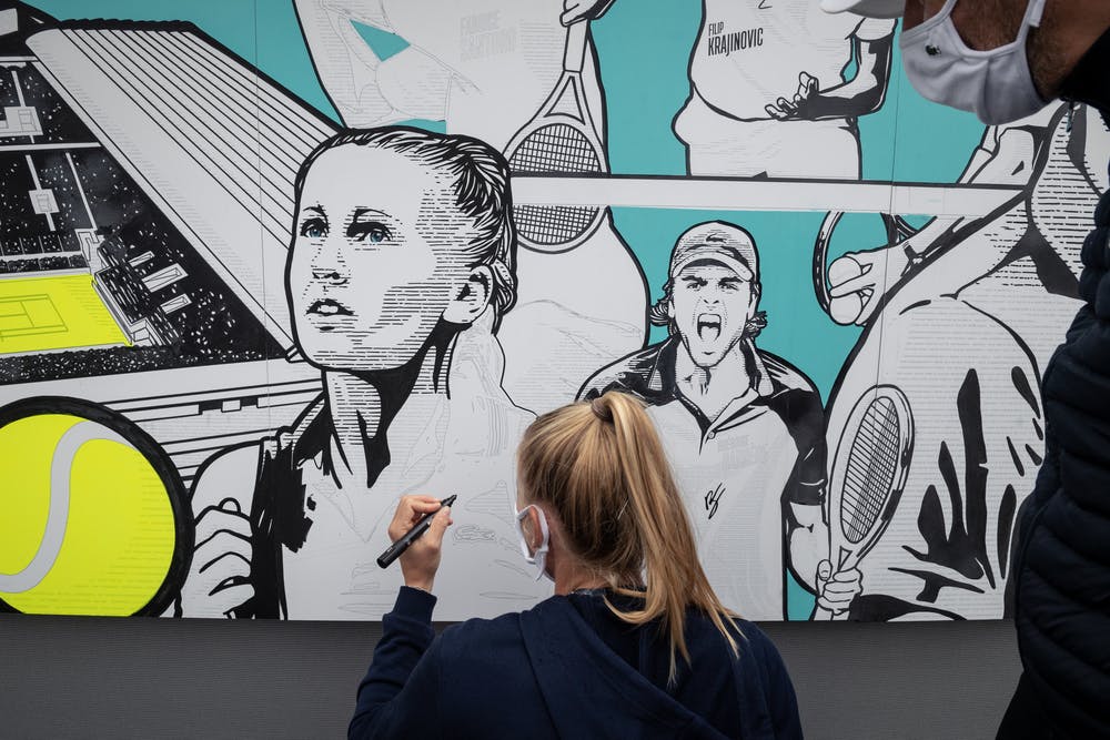 Art Live Crocodile, Fresque, Roland-Garros, Lacoste,  Jil Teichmann